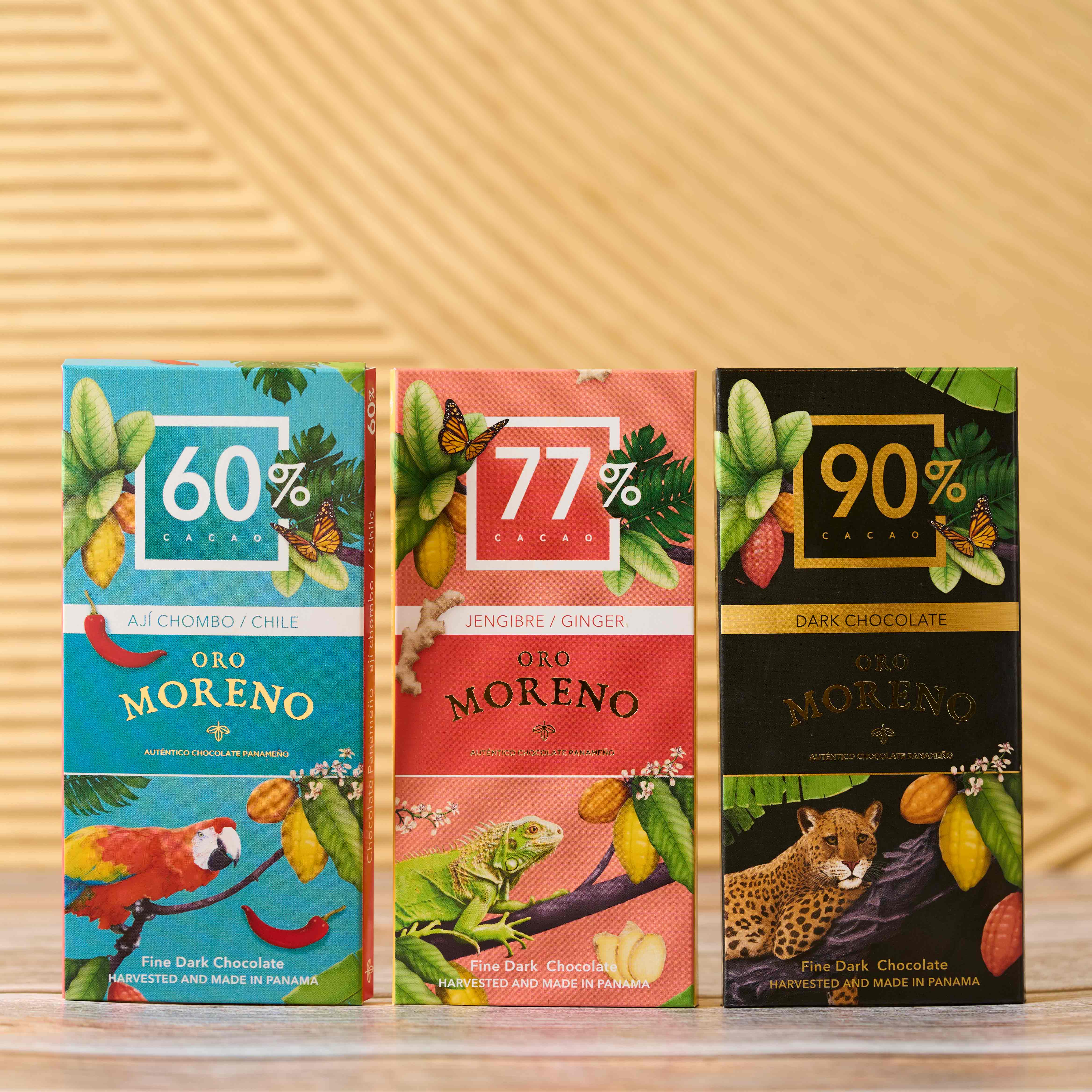 3 PACK BARRAS DE CHOCOLATE: AJÍ CHOMBO 60% - JENGIBRE 77% - CACAO