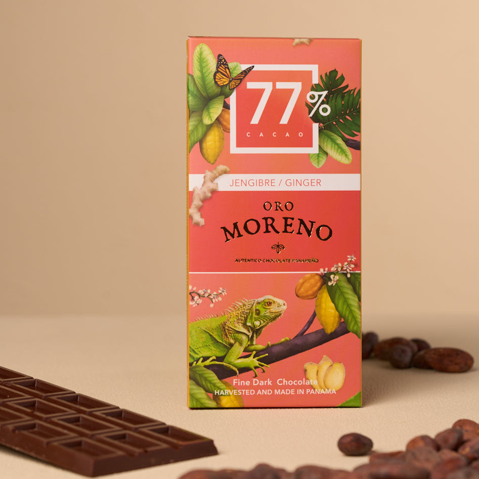 BARRA DE CHOCOLATE CON JENGIBRE 77% CACAO