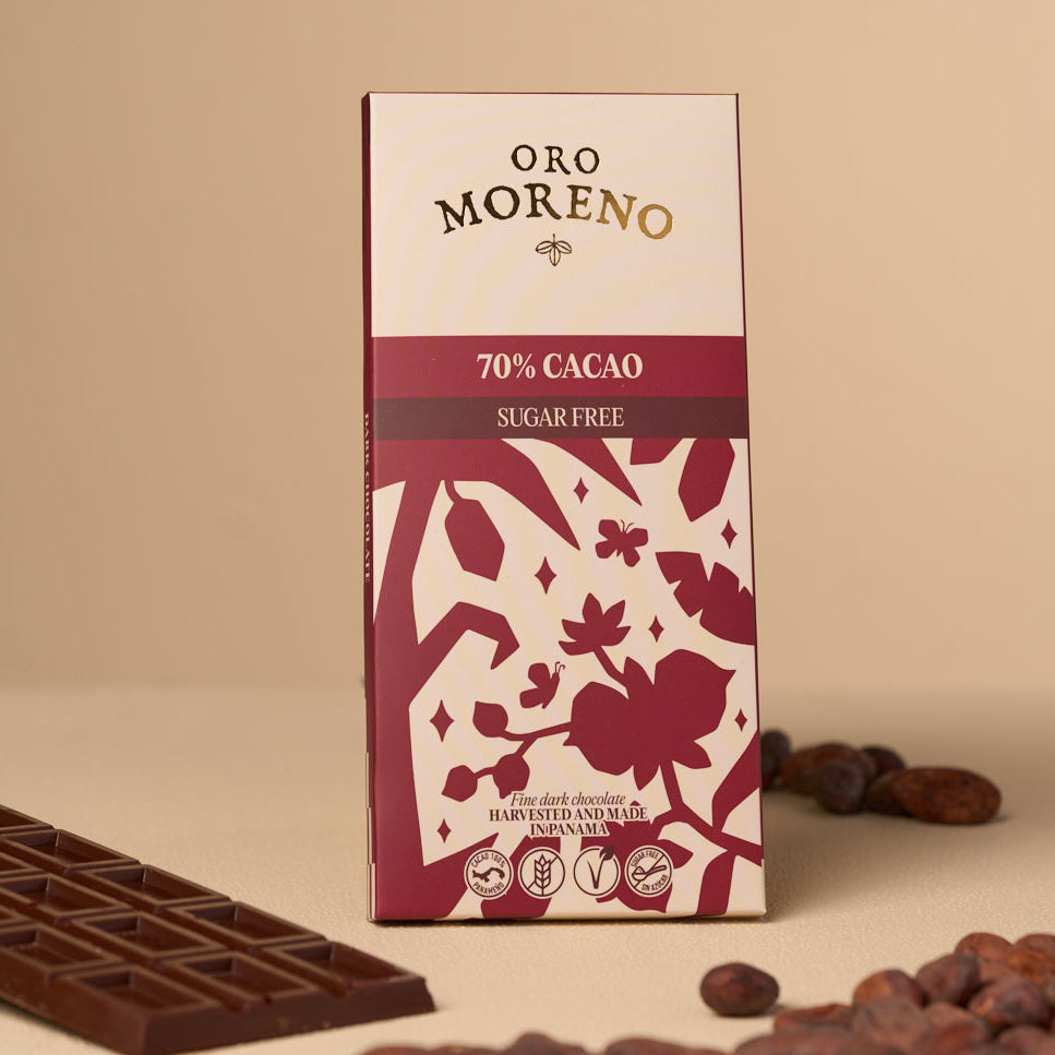 BARRA SIN AZÚCAR 70% CACAO – Oro Moreno Panamá