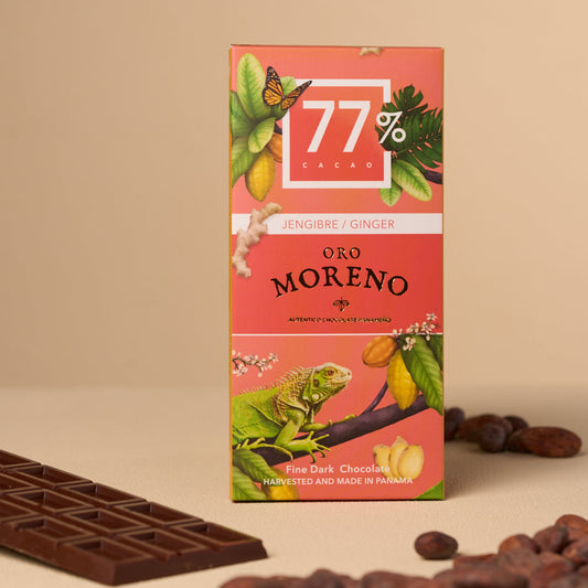BARRA DE CHOCOLATE CON JENGIBRE  77% CACAO