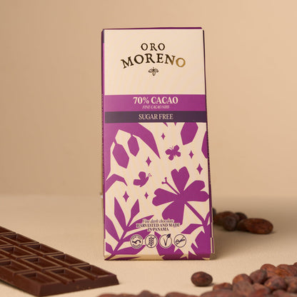 BARRA SIN AZÚCAR 70% CACAO CON NIBS